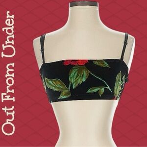 OUT FROM UNDER Sexy Floral Black Velvet Crop Top Bralette